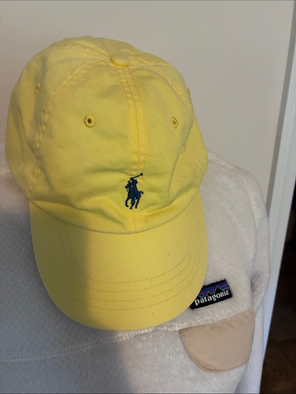 Polo by Ralph Lauren Yellow Ball Cap with Navy Pony adjustable hat
